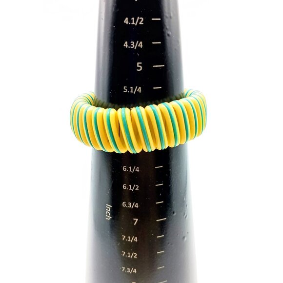 Vintage Telephone Wire Stretch Bracelet, Retro Upcycled Bangle MCM Flair - Picture 5 of 5